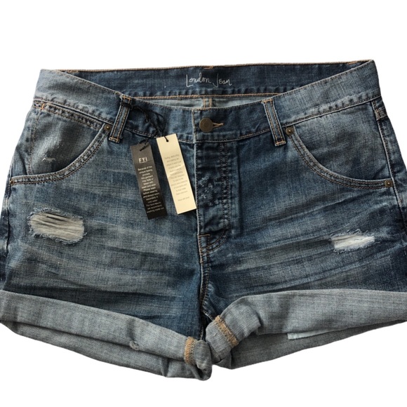LONDON JEAN High Rise Cuffed Denim Shorts | Vintage-Inspired Jean Shorts - Picture 2 of 9